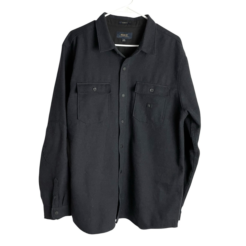 Roark Mens Nordsman Wool Blend Shirt Sz XL Blue Classic Fit Long Sleeve Snap Up